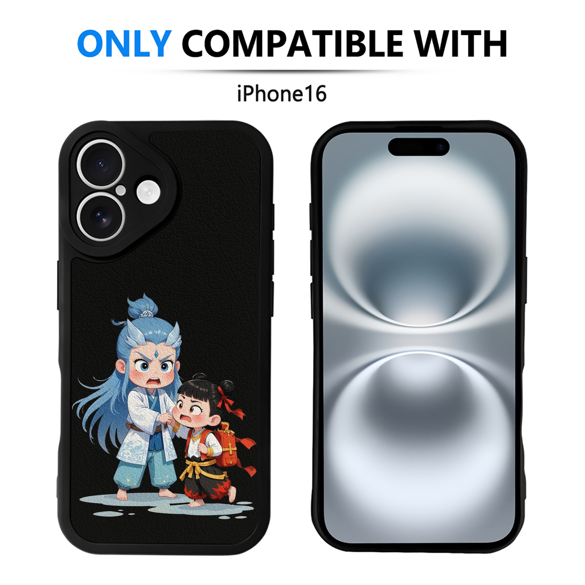 （画像用） Ne Zha 2 ナタ 魔童の大暴れ 【iPhone 16シリーズ対応】シリコンスマホケース（レザー調） 材質：シリコン